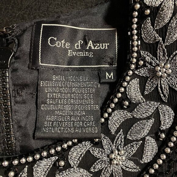 Cote d'Azur Vintage Beaded Embroidered Silk Top Sz M Embellished Evening Formal - Picture 3 of 14